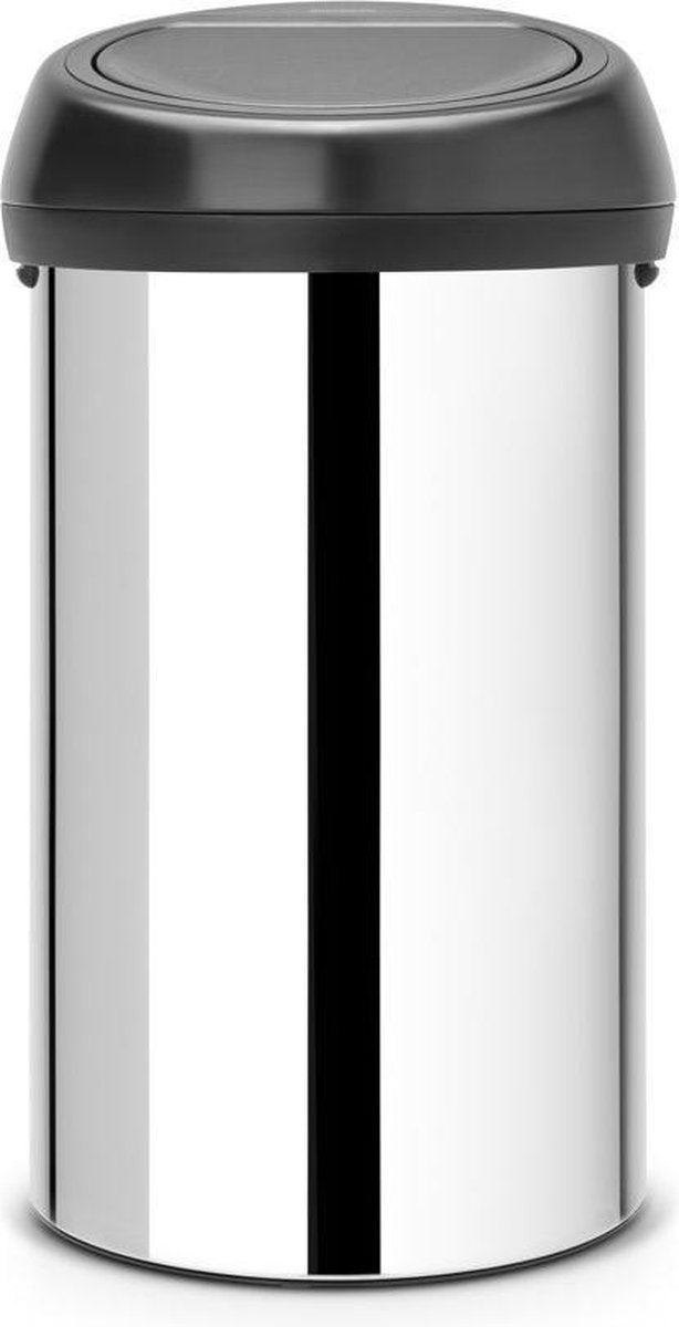 Brabantia touch bin prullenbak - 60 liter - brilliant steel matt black deksel