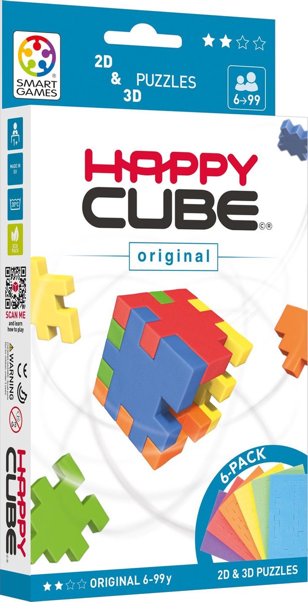 Smartgames - cubo felice originale - 6 puzzle - 3d