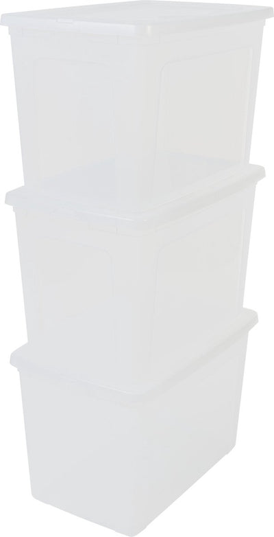 Iris clearbox storage box - 70l - plastic - transparent - set of 3