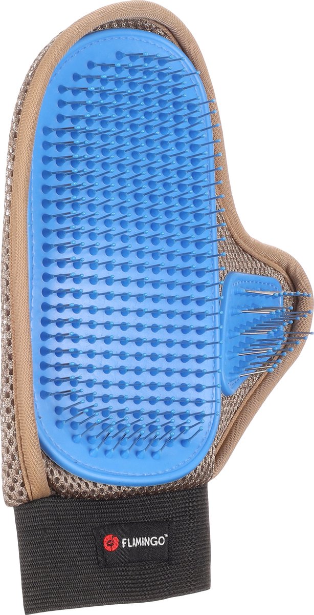 Flamingo pienna - guante de masaje para perros - guante de cuidado alfileres de metal pienna taupe azul 24x18x2,5 - 1ud - 137750 - 1ud