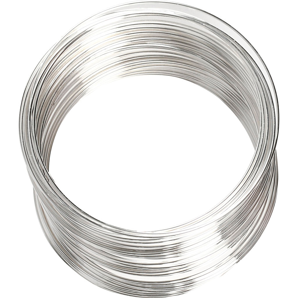 Creativ company memory wire, d 6 cm, thickness 0.8 mm, approx. 11.5 m, silver plated, 1 piece
