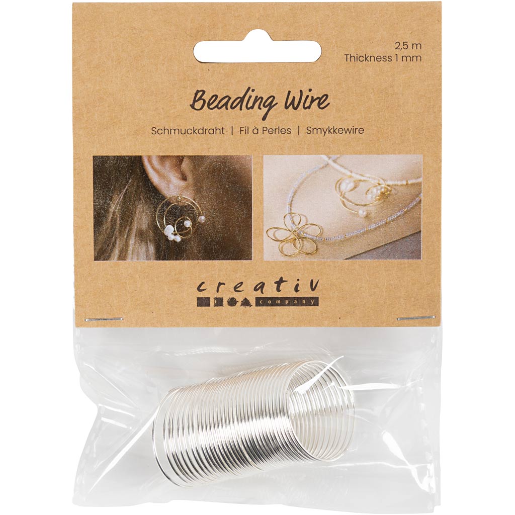 Filo per gioielli Creative Company, spessore 1 mm, placcato argento, 2,50 m 1 scatola