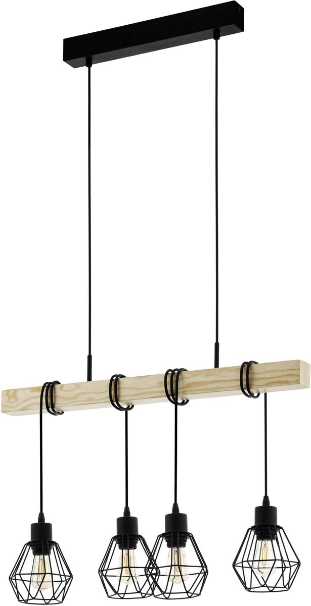 Lampada a sospensione Eglo Townshend 5 - e27 - 70 cm - marrone nero - legno - legno FSC