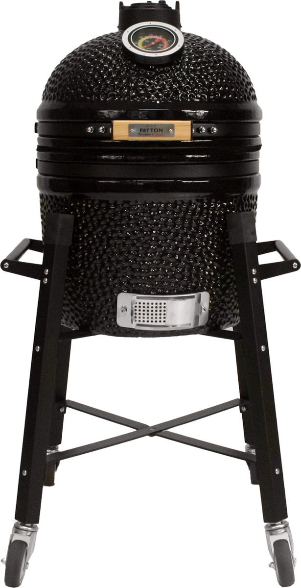 Patton premium kamado 15 con base móvil - mediano - ø33,5 cm - negro