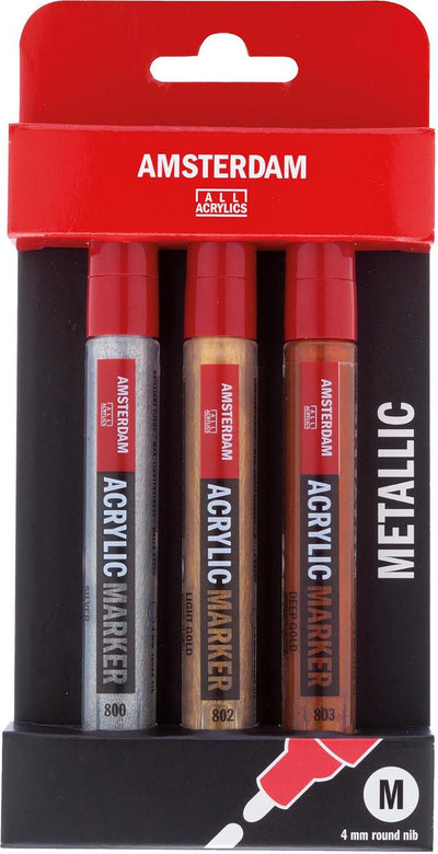 Amsterdam all acrylics amsterdam • acrylic marker metallic set | 3 colors