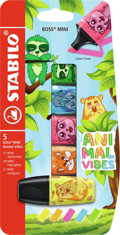 Mini evidenziatori Stabilo Animal Vibes Boss - 5 pz.