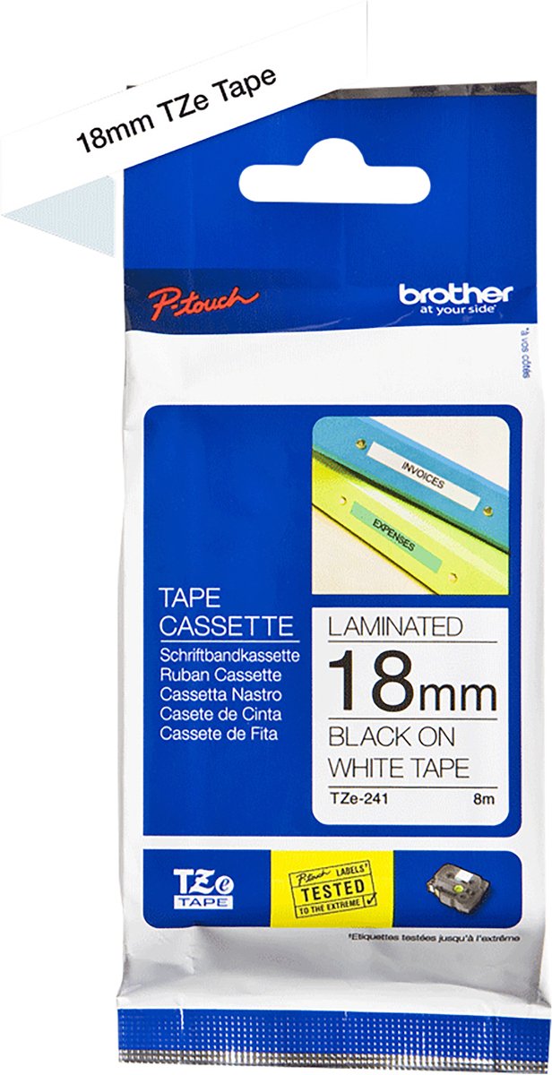 Nastro per etichette brother tze241 18mmx8m bianco e nero
