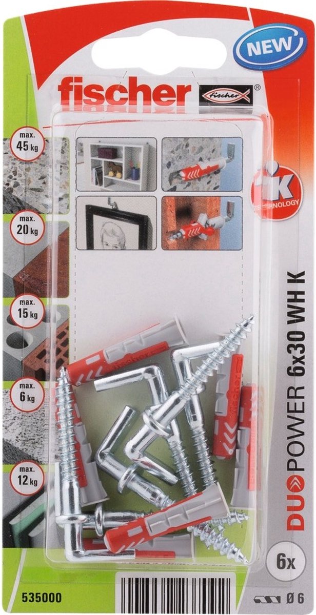 Serie Fischer duopower - gancho rectangular 6x30 - juego de montaje - máximo rendimiento