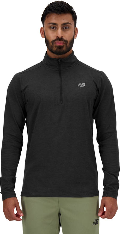 Jersey deportivo New Balance Space Dye 1 4 Zip para hombre - negro