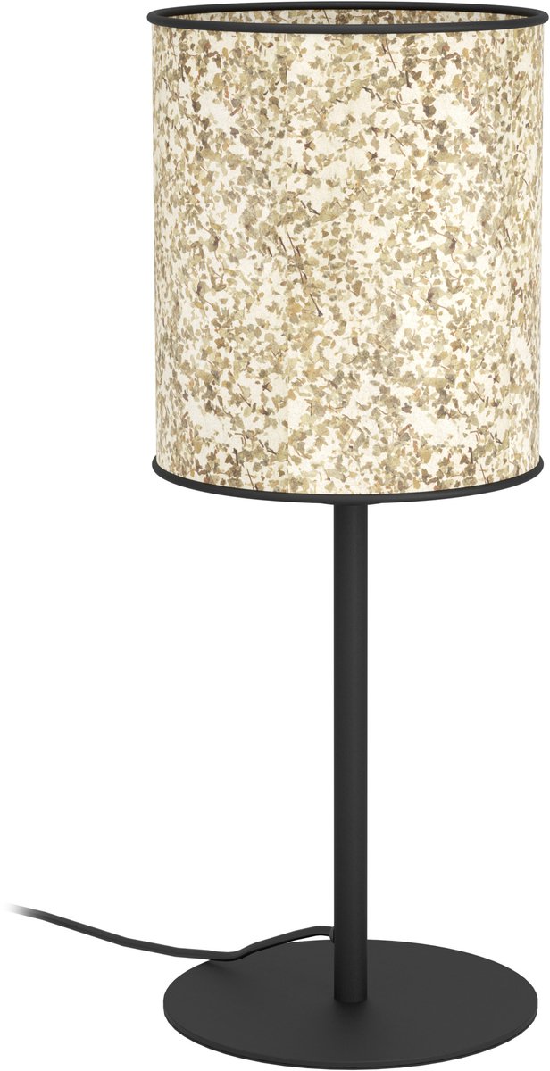 Lámpara de mesa Eglo butterburn - e27 - 47,5 cm - hojas de abedul - negro beige verde