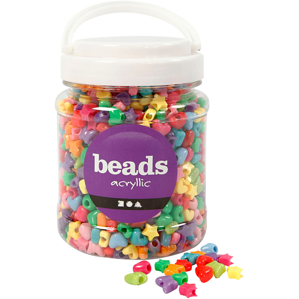 Perline con figure aziendali Creative, d 10 mm, dimensione del buco 3,5 mm, ca. 1530 pezzi, colori vari, 400 g, 700 ml 1 scatola