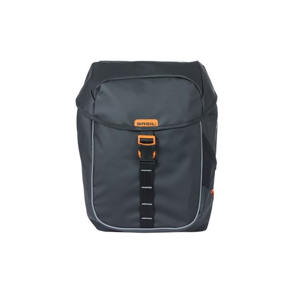Miles de albahaca lona: bolsa de bicicleta doble, impermeable, 34L, naranja negra