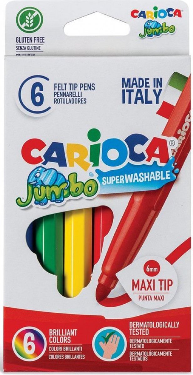 Pennarelli superlavabili Carioca jumbo - lavabili e atossici - 6 pezzi