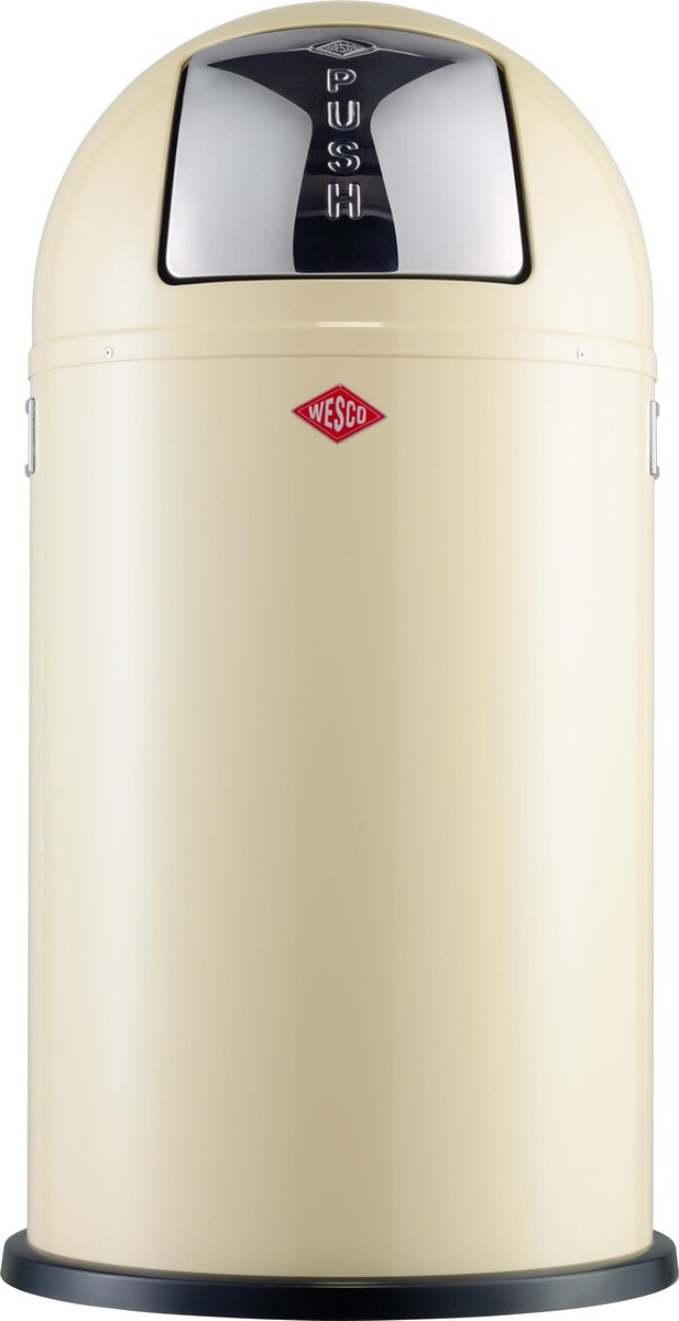 Papelera pushboy Wesco | 50 litros | metal - almendra | cubo de basura - hecho en alemania