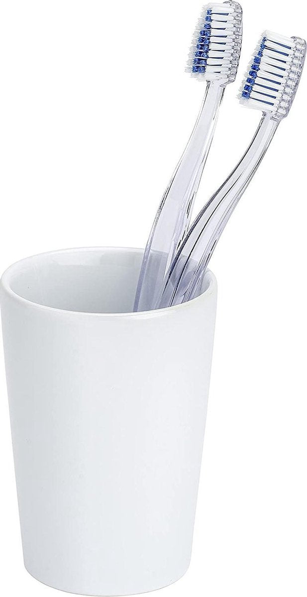 Wenko 1064995 - bicchiere portaspazzolino coni ceramica bianco | 4 pezzi