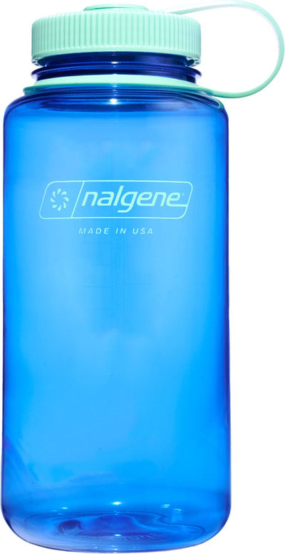 Nalgene - botella de boca ancha - botella para beber - botella de agua - a prueba de fugas - 1000 ml - sin bpa - sustentable - azul aciano
