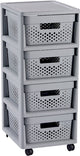 Sistema di cassetti Curver Infinity Dots - 4 cassetti da 11 l - con ruote - 36x30×66 cm - grigio