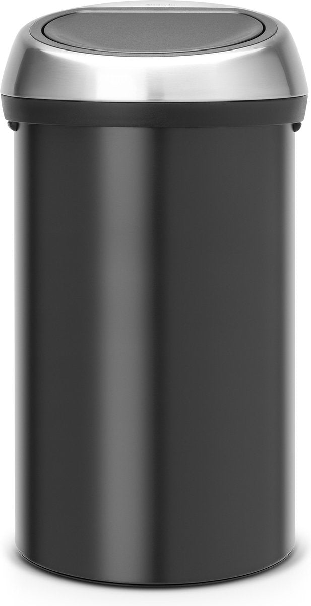 Papelera Brabantia touch bin - 60 litros - tapa antihuellas de acero negro mate