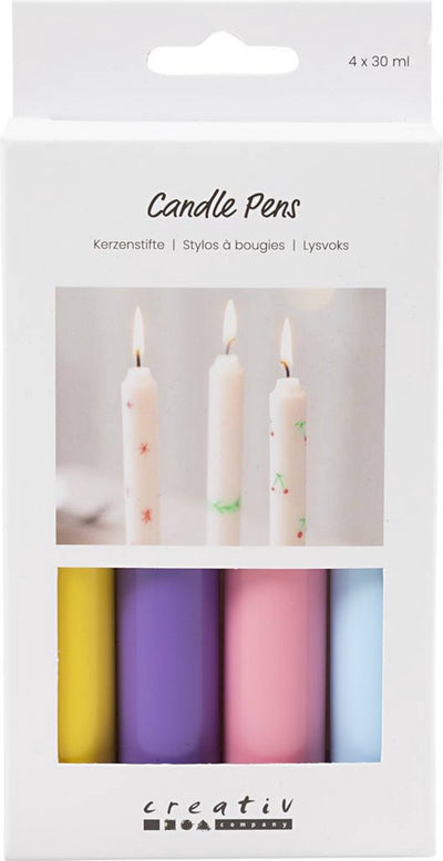 Creativ company candle sticks, black, green, light gray, red, 4x30 ml 1 box