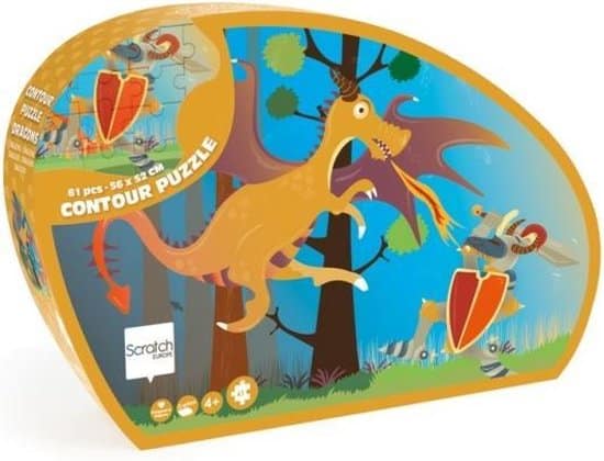 Scratch contorin puzzle van draak con cavaliere 61 pezzi