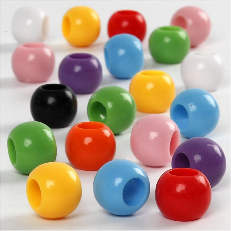 Perline pony della Creative Company, d 10 mm, dimensione del buco 4,5 mm, ca. 186 pezzi, 65 g, 110 ml 1 scatola