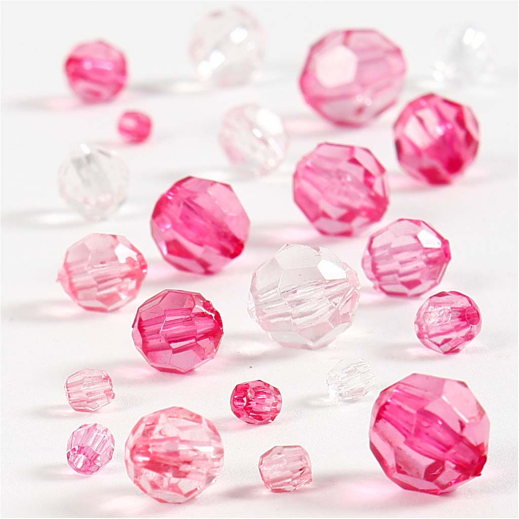 Creative Company Facet Beads Mix Pink, 45 grammi