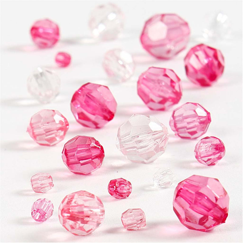 Creative Company Facet Beads Mix Pink, 45 grammi