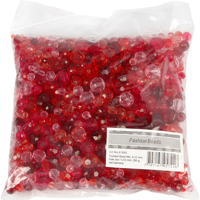 Perle sfaccettature Creative Company, Dim 4-12 mm, dimensione del foro 1-2,5 mm, ca. 860 pezzo, armonia rossa, 250 g 1 scatola