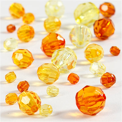 Perline sfaccettate dell'azienda Creativ, misura 4-12 mm, dimensione del buco 1-2,5 mm, ca. 860 pezzi, giallo (32227), 250 g 1 scatola