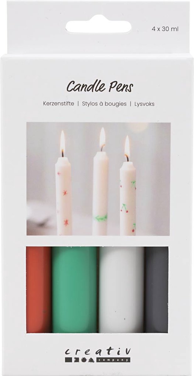 Candele Creative Company, nero, verde, grigio chiaro, rosso, 4x30 ml 1 scatola