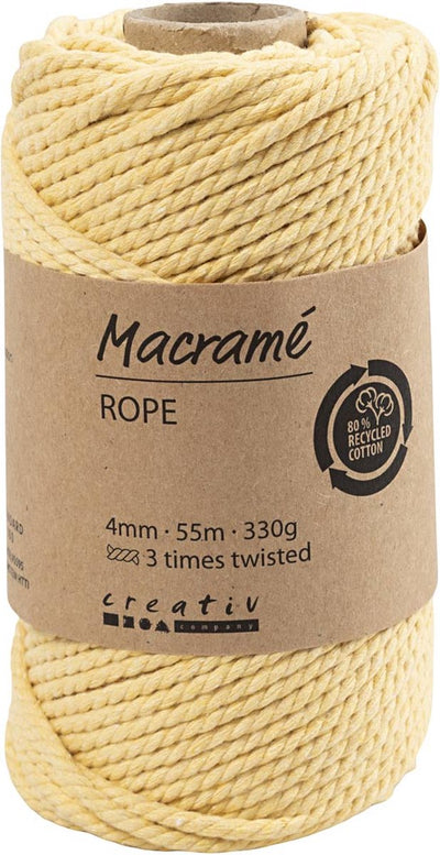 Creative Company Macrame Cord Light Yellow, 55m