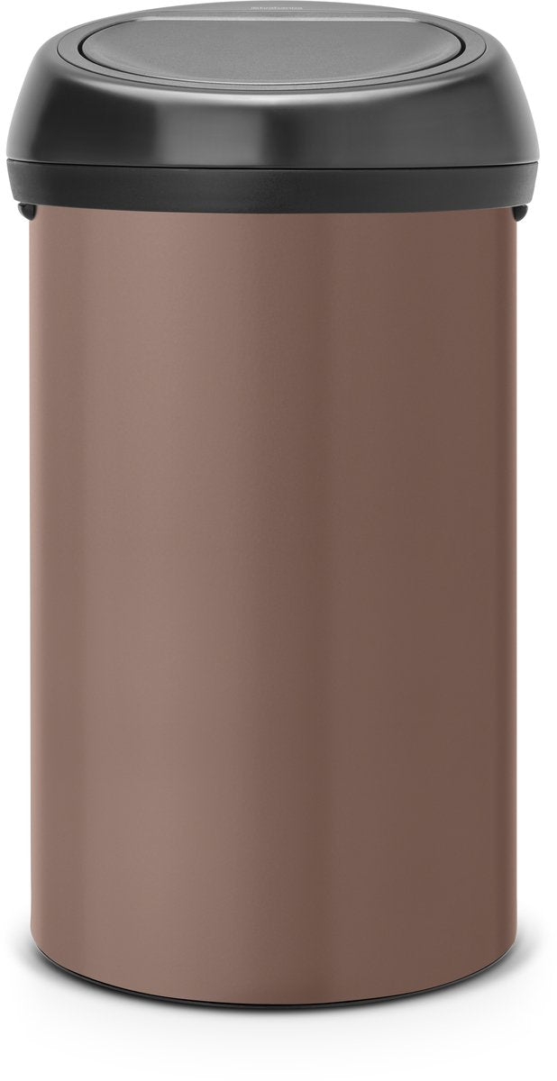 Brabantia touch bin prullenbak - 60 liter - satin taupe matt black deksel