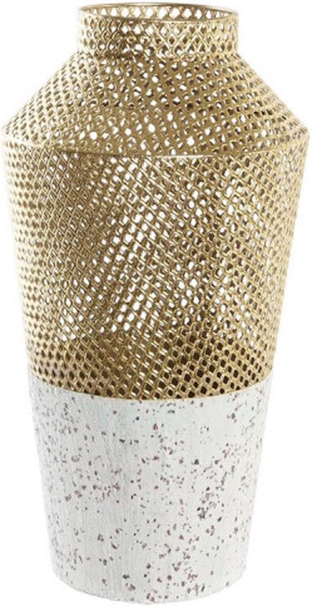 Dkd vaso arredamento casa grigio metallo oro moderno (25 x 25 x 48 cm)