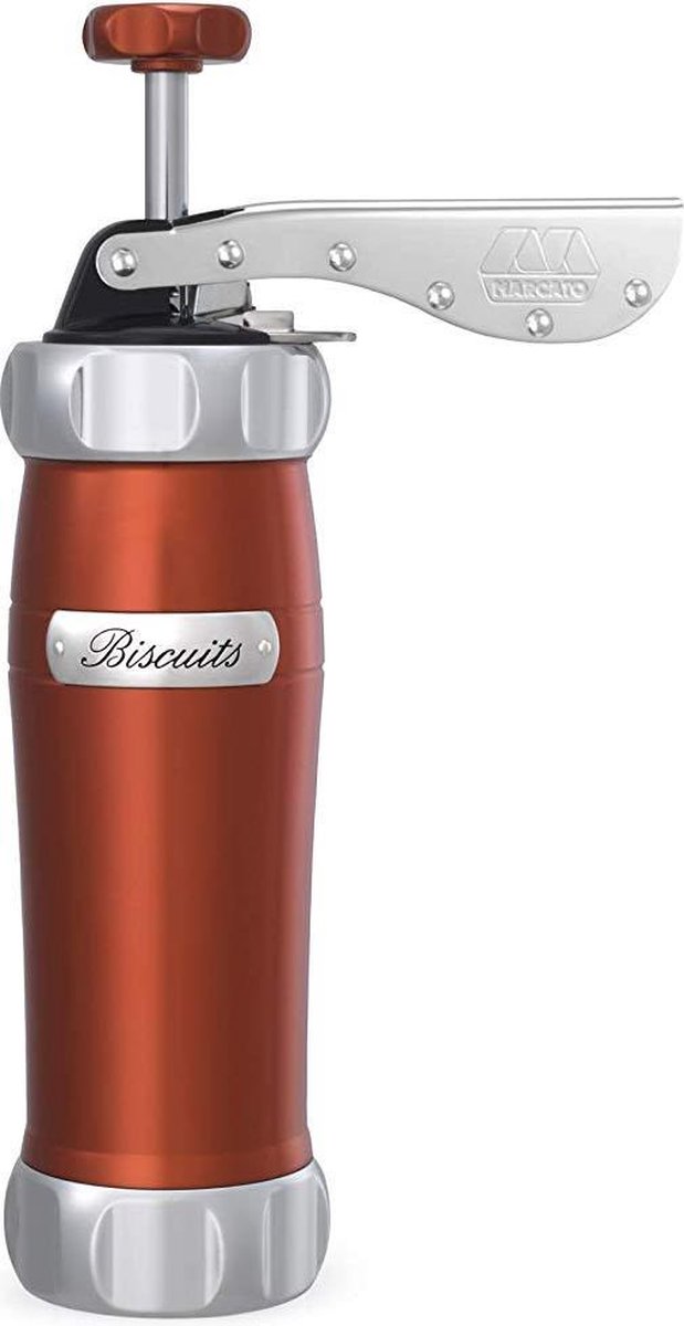 Prensa para galletas Marcato atlas deluxe cookie maker con 20 plantillas de aluminio - rojo