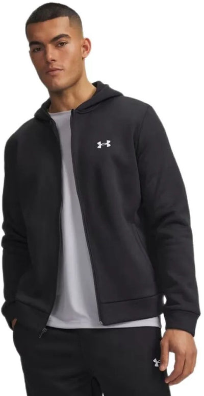 Maglione sportivo da uomo Under Armour UA Armour Fleece FZ con cappuccio-BLK - Nero - Bianco
