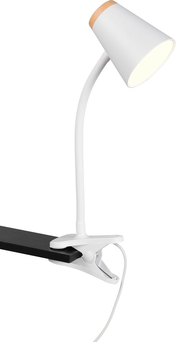 Rl live your light reality pongo - klemlicht - wit - incl. 1x smd 4,5 w - flexibel - led-printplaat met hoog voltage - niet dimbaar - klemlamp