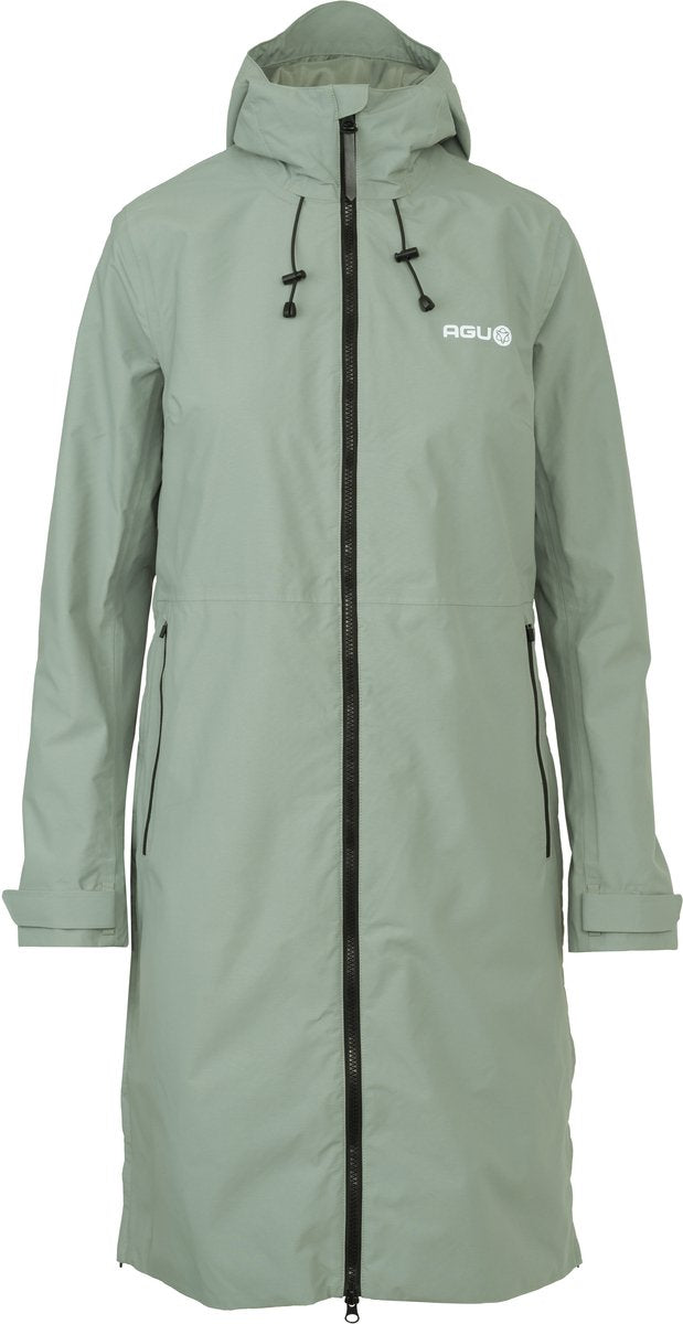 Agu seq ii winter trenchcoat dames – 2-in-1 regenjas met poncho-functie – 100% waterdicht – poray 13.000 – sage green– s
