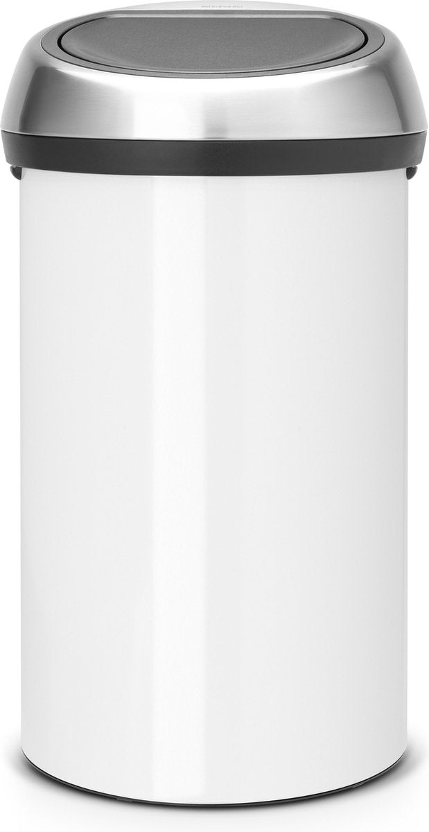Papelera Brabantia touch bin - 60 litros - tapa antihuellas de acero blanco mate