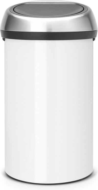 Pattumiera Brabantia touch bin - 60 litri - coperchio anti-impronta in acciaio bianco opaco