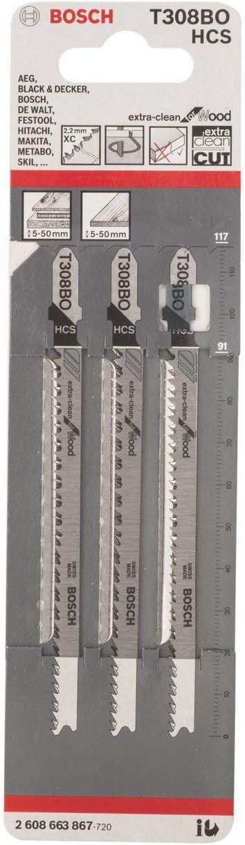 Accessori Bosch lama per seghetto alternativo t 308 bo extraclean per legno 3pz - 2608663867