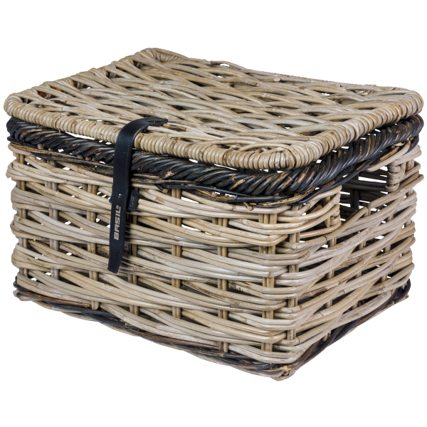 Basil Bicycle Basket Dijon Large con macello di nero