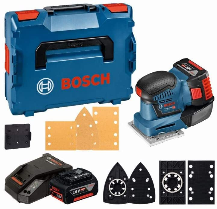 Levigatrice professionale a batteria Bosch blue gss 18v-10 5.0ah in l-boxx - 06019d0201