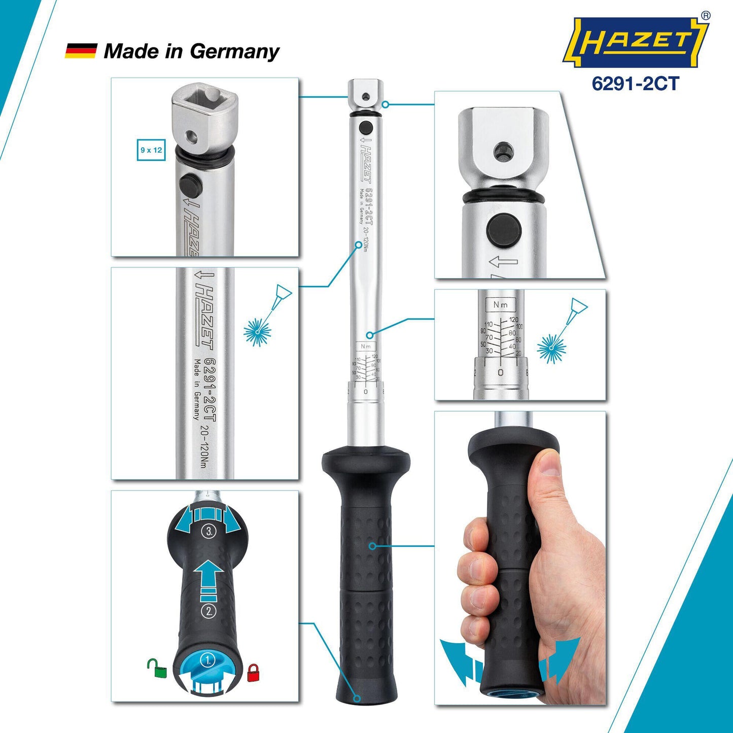 Llave de torque hazet 20-120 nm