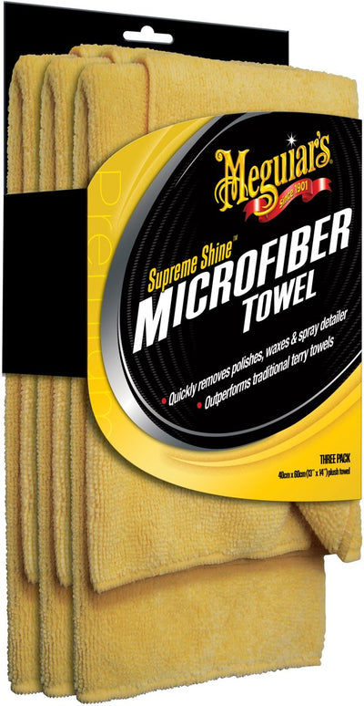 Meguiar's Supreme Shine in microfibra, confezione da 3 - Panno in microfibra per auto - Panni per la pulizia