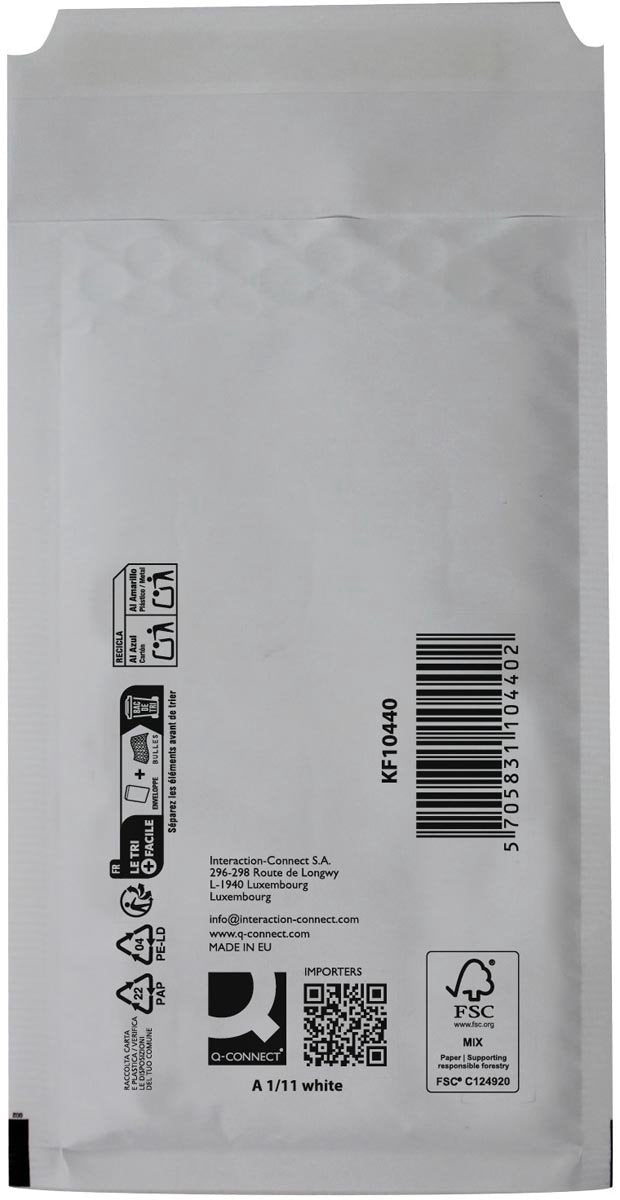 Buste imbottite Q-connect, bianche, 1-a, 120 x 175 mm, scatola da 200 pezzi
