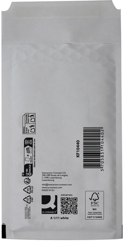Buste imbottite Q-connect, bianche, 1-a, 120 x 175 mm, scatola da 200 pezzi