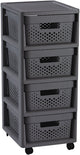 Cassettiera Curver Infinity Dots - 4 cassetti da 11 l - con ruote - 36x30×66 cm - antracite