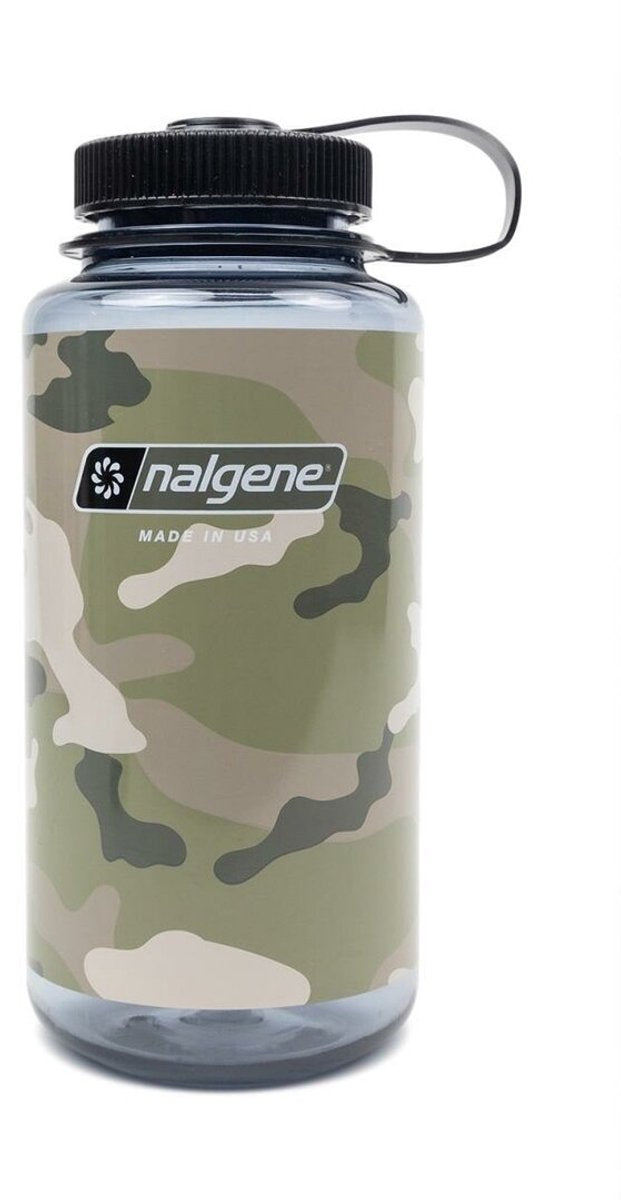 Nalgene - botella de boca ancha - especial - botella para beber - botella de agua - camuflaje - a prueba de fugas - 1000ml - libre de bpa - sustentación - camuflaje