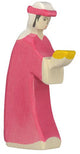 Holztiger kerstmis - caspar roze - 7x3x14cm - houten figuur - handgemaakt