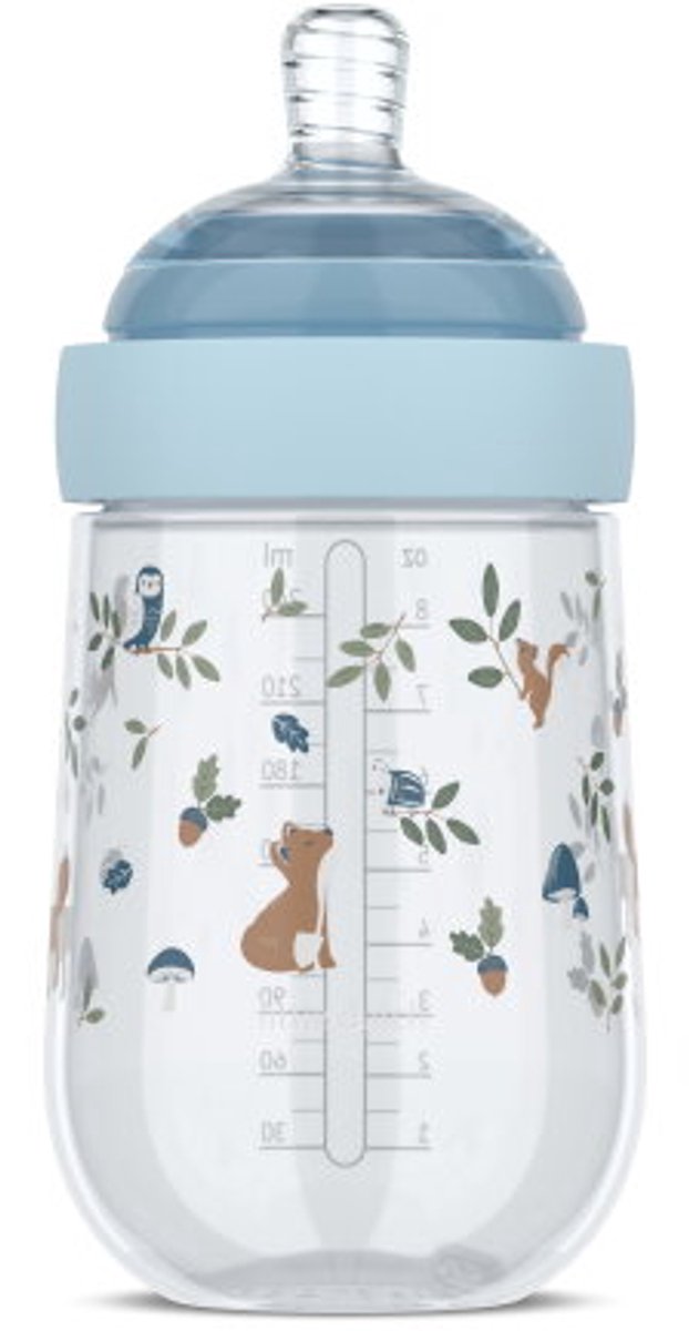 Biberon Mepal mio little dutch - 240 ml - anticolica - il design a spirale previene l'intasamento - silicone di grado medico - amici della foresta